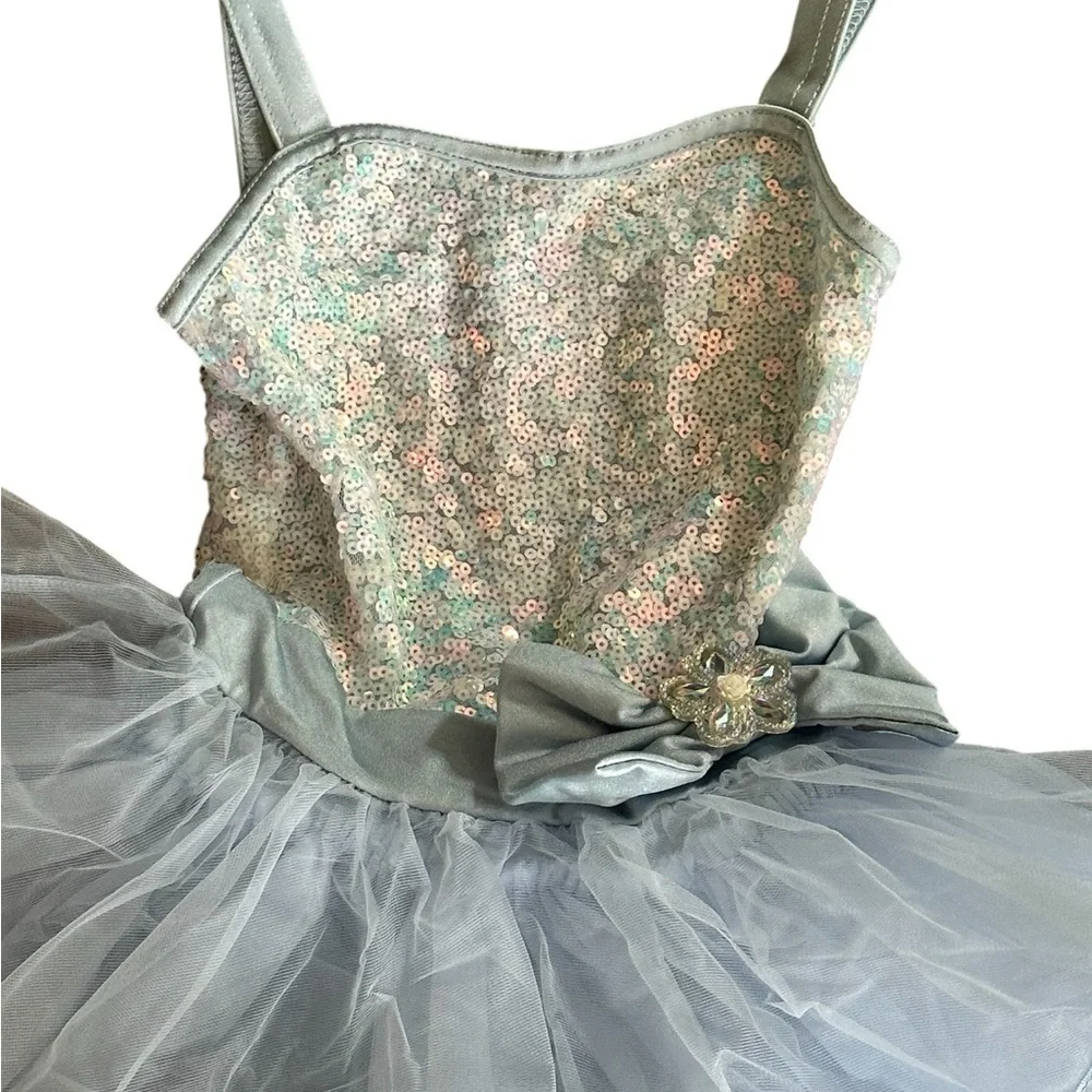 Weissman Silver and Blue Sequin Tutu Dress